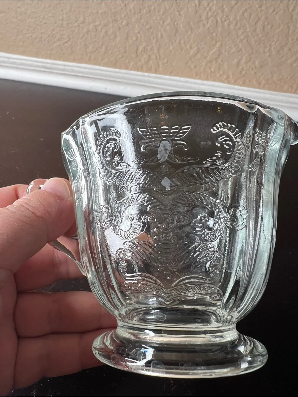 Vintage 1930s Federal Glass Madrid Clear Depression Glass Footed Creamer